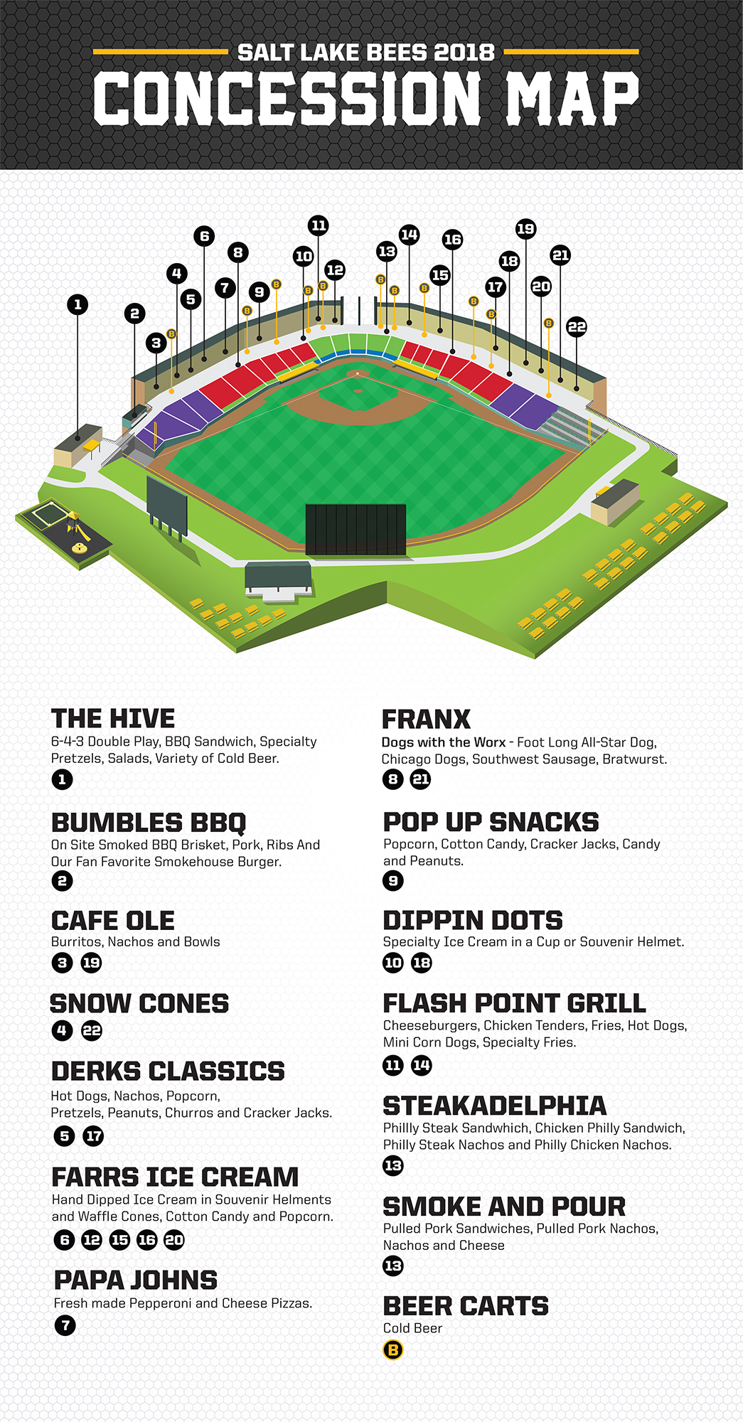 Salt Lake Bees Concessions Map Bees